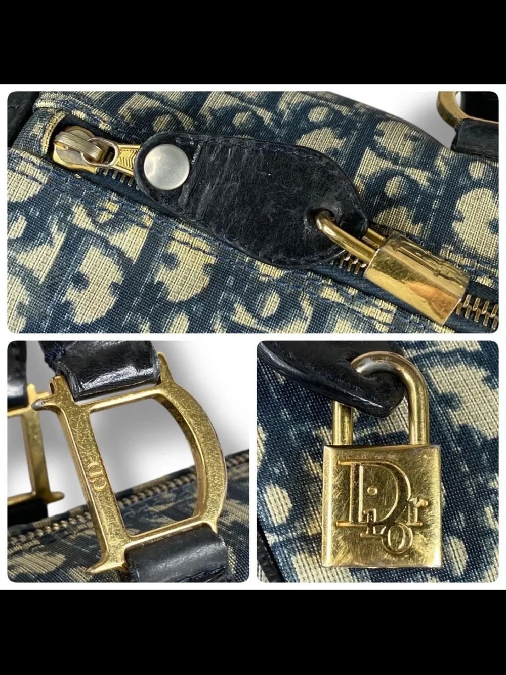 Dior Blue Oblique Canvas Boston Bag